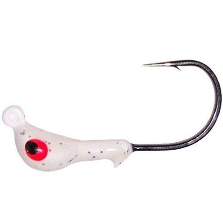 Wahoo Jerkjig Jighead 18 Oz, 20 Black Nickel Hook White Silver Flake, 4Card WAH-JJ18-1S
